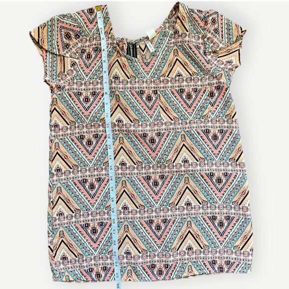 Japna Abstract Print Tulip Sleeve Flowy Short Sleeve Top Blouse Shirt. Small. - Picture 5 of 6